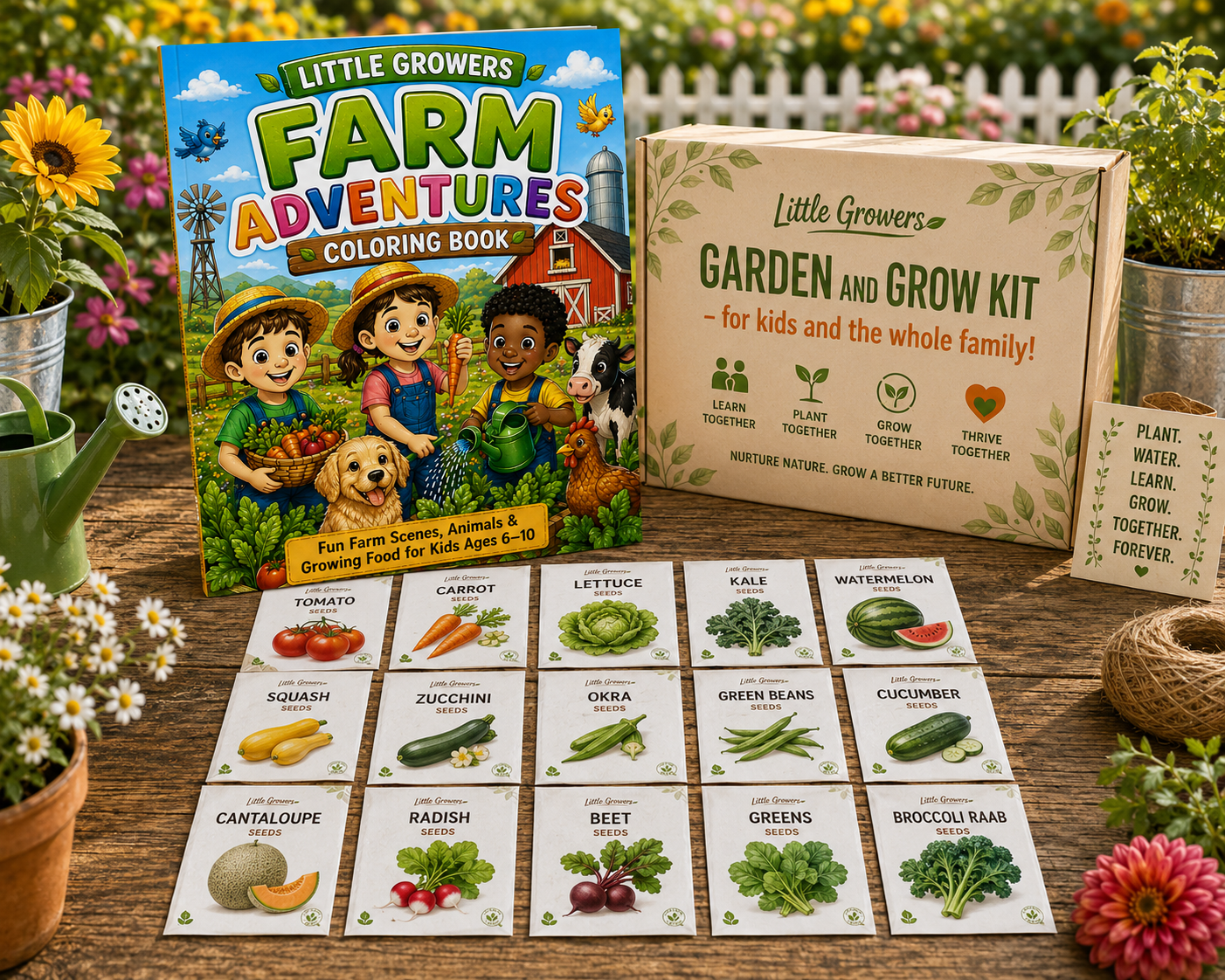 Farm Adventures Kit - 15 Seed Packs and Coloring Book